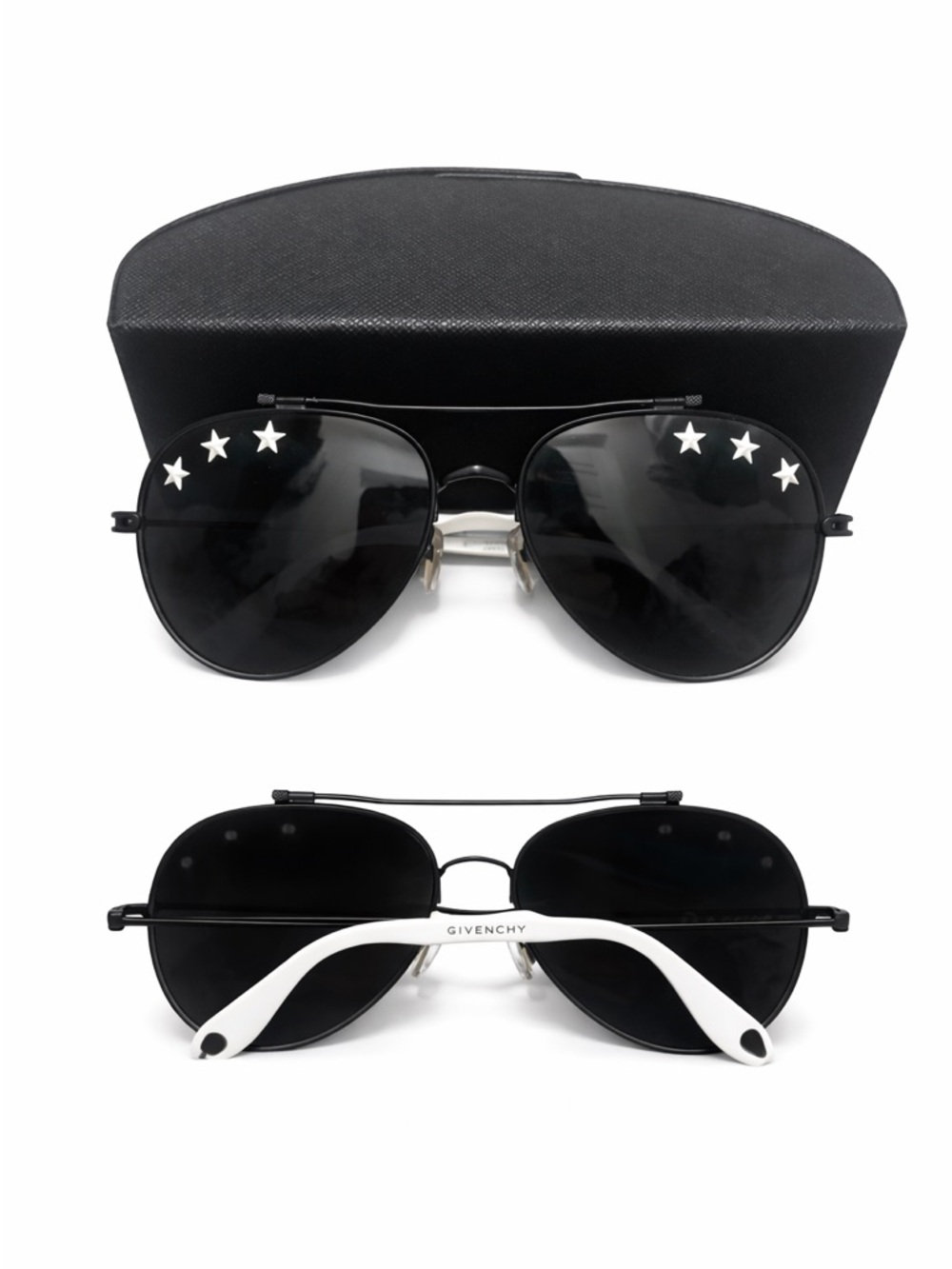 Givenchy Black Lens Sunglasses with White Temples